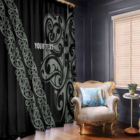 All Black Maori Tribal Tattoo Personalised Window Curtain Moss Green Polynesian Style LT9 - Polynesian Pride