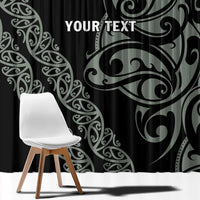 All Black Maori Tribal Tattoo Personalised Window Curtain Moss Green Polynesian Style LT9 - Polynesian Pride