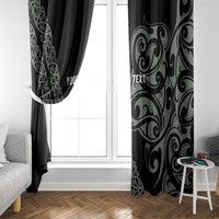 All Black Maori Tribal Tattoo Personalised Window Curtain Moss Green Polynesian Style LT9 - Polynesian Pride
