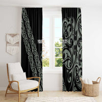 All Black Maori Tribal Tattoo Personalised Window Curtain Moss Green Polynesian Style LT9 - Polynesian Pride
