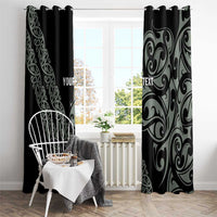 All Black Maori Tribal Tattoo Personalised Window Curtain Moss Green Polynesian Style LT9 - Polynesian Pride