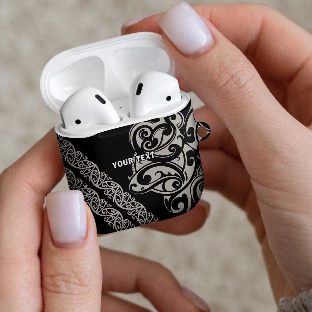 All Black Maori Tribal Tattoo Personalised AirPods Case Stone Gray Polynesian Style - Polynesian Pride