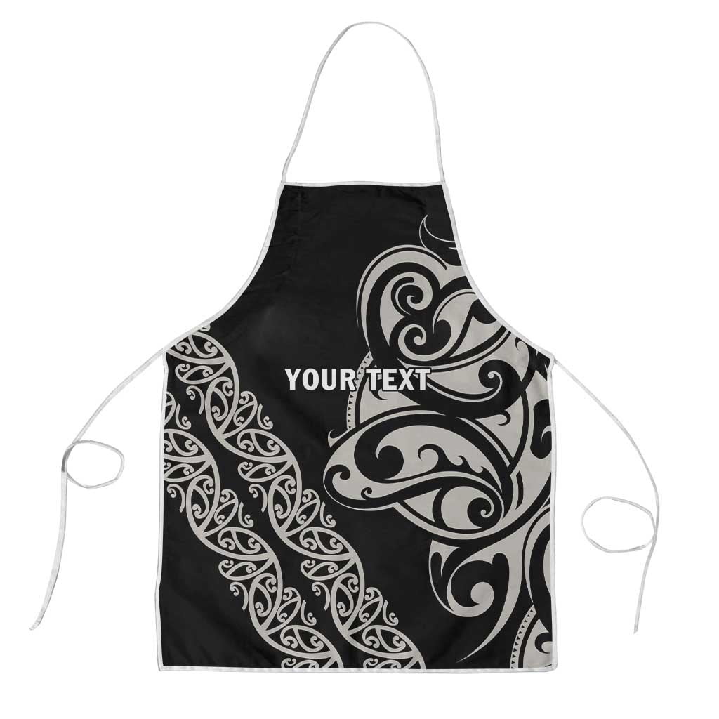 All Black Maori Tribal Tattoo Personalised Apron Stone Gray Polynesian Style - Polynesian Pride