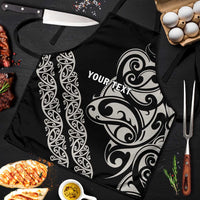 All Black Maori Tribal Tattoo Personalised Apron Stone Gray Polynesian Style - Polynesian Pride