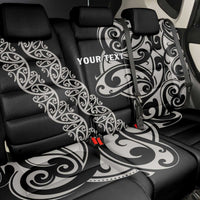 All Black Maori Tribal Tattoo Personalised Back Car Seat Cover Stone Gray Polynesian Style - Polynesian Pride
