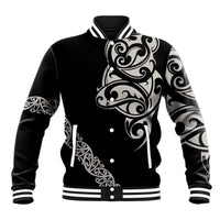 All Black Maori Tribal Tattoo Personalised Baseball Jacket Stone Gray Polynesian Style - Polynesian Pride