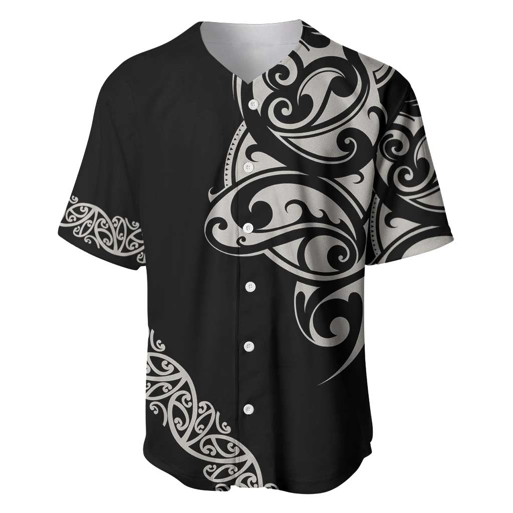 All Black Maori Tribal Tattoo Personalised Baseball Jersey Stone Gray Polynesian Style - Polynesian Pride