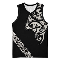 All Black Maori Tribal Tattoo Personalised Basketball Jersey Stone Gray Polynesian Style - Polynesian Pride