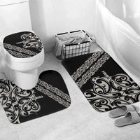 All Black Maori Tribal Tattoo Personalised Bathroom Set Stone Gray Polynesian Style - Polynesian Pride