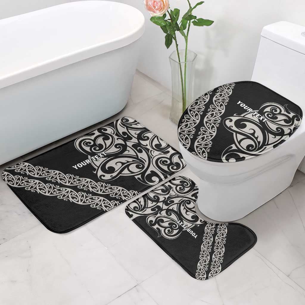 All Black Maori Tribal Tattoo Personalised Bathroom Set Stone Gray Polynesian Style - Polynesian Pride