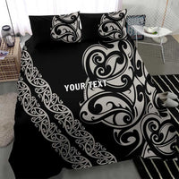 All Black Maori Tribal Tattoo Personalised Bedding Set Stone Gray Polynesian Style - Polynesian Pride