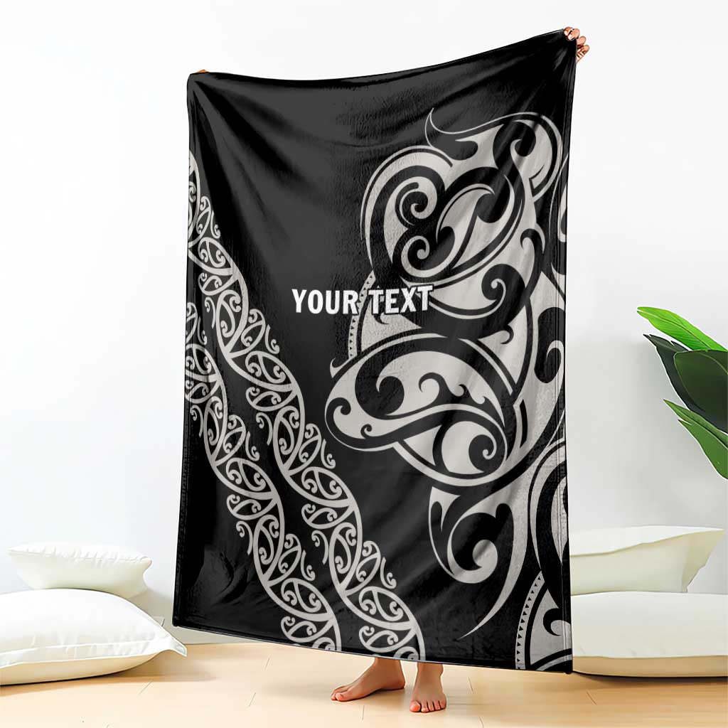 All Black Maori Tribal Tattoo Personalised Blanket Stone Gray Polynesian Style - Polynesian Pride