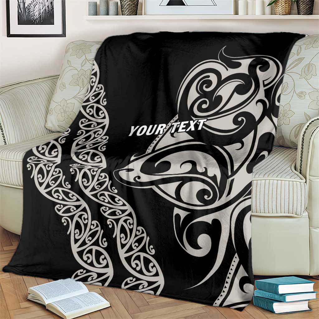 All Black Maori Tribal Tattoo Personalised Blanket Stone Gray Polynesian Style - Polynesian Pride
