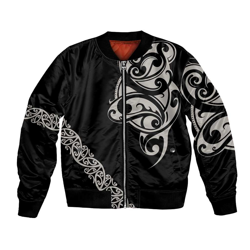 All Black Maori Tribal Tattoo Personalised Bomber Jacket Stone Gray Polynesian Style LT9 Unisex Gray - Polynesian Pride