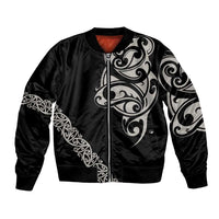 All Black Maori Tribal Tattoo Personalised Bomber Jacket Stone Gray Polynesian Style LT9 Unisex Gray - Polynesian Pride