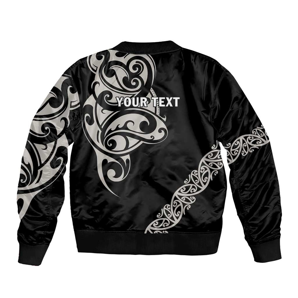 All Black Maori Tribal Tattoo Personalised Bomber Jacket Stone Gray Polynesian Style LT9 - Polynesian Pride