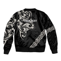 All Black Maori Tribal Tattoo Personalised Bomber Jacket Stone Gray Polynesian Style LT9 - Polynesian Pride