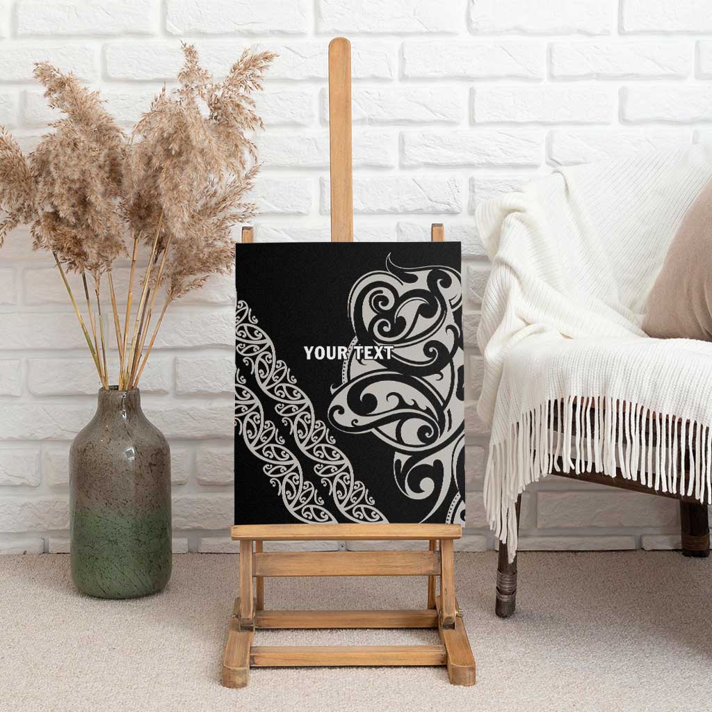 All Black Maori Tribal Tattoo Personalised Canvas Wall Art Stone Gray Polynesian Style - Polynesian Pride