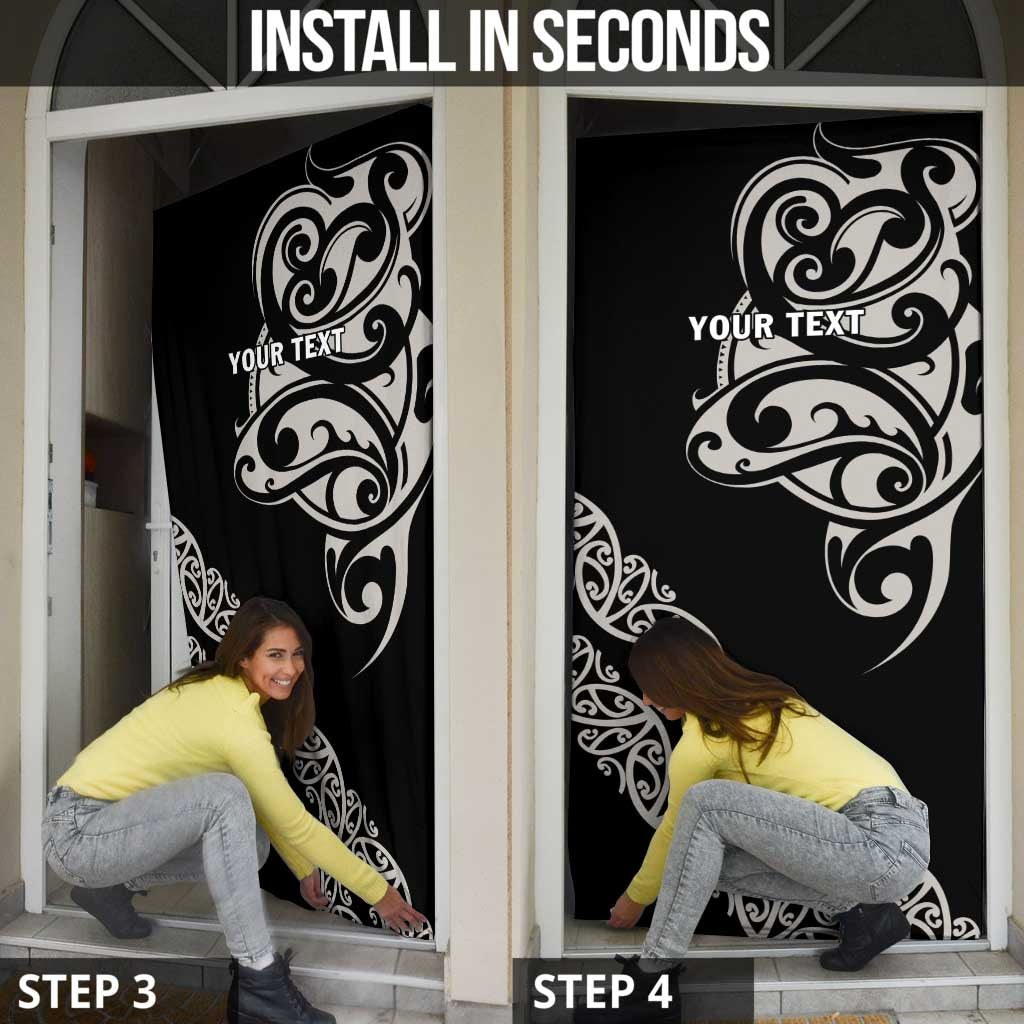 All Black Maori Tribal Tattoo Personalised Door Cover Stone Gray Polynesian Style - Polynesian Pride