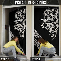 All Black Maori Tribal Tattoo Personalised Door Cover Stone Gray Polynesian Style - Polynesian Pride