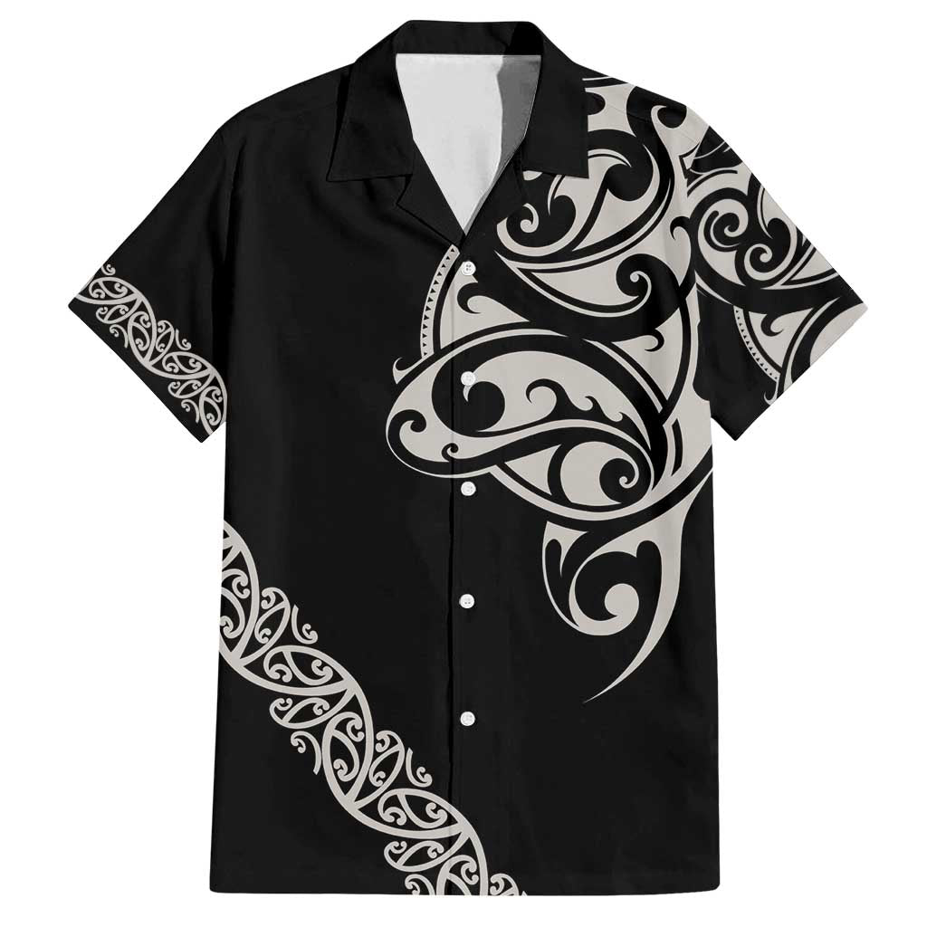 All Black Maori Tribal Tattoo Personalised Family Matching Long Sleeve Bodycon Dress and Hawaiian Shirt Stone Gray Polynesian Style - Polynesian Pride