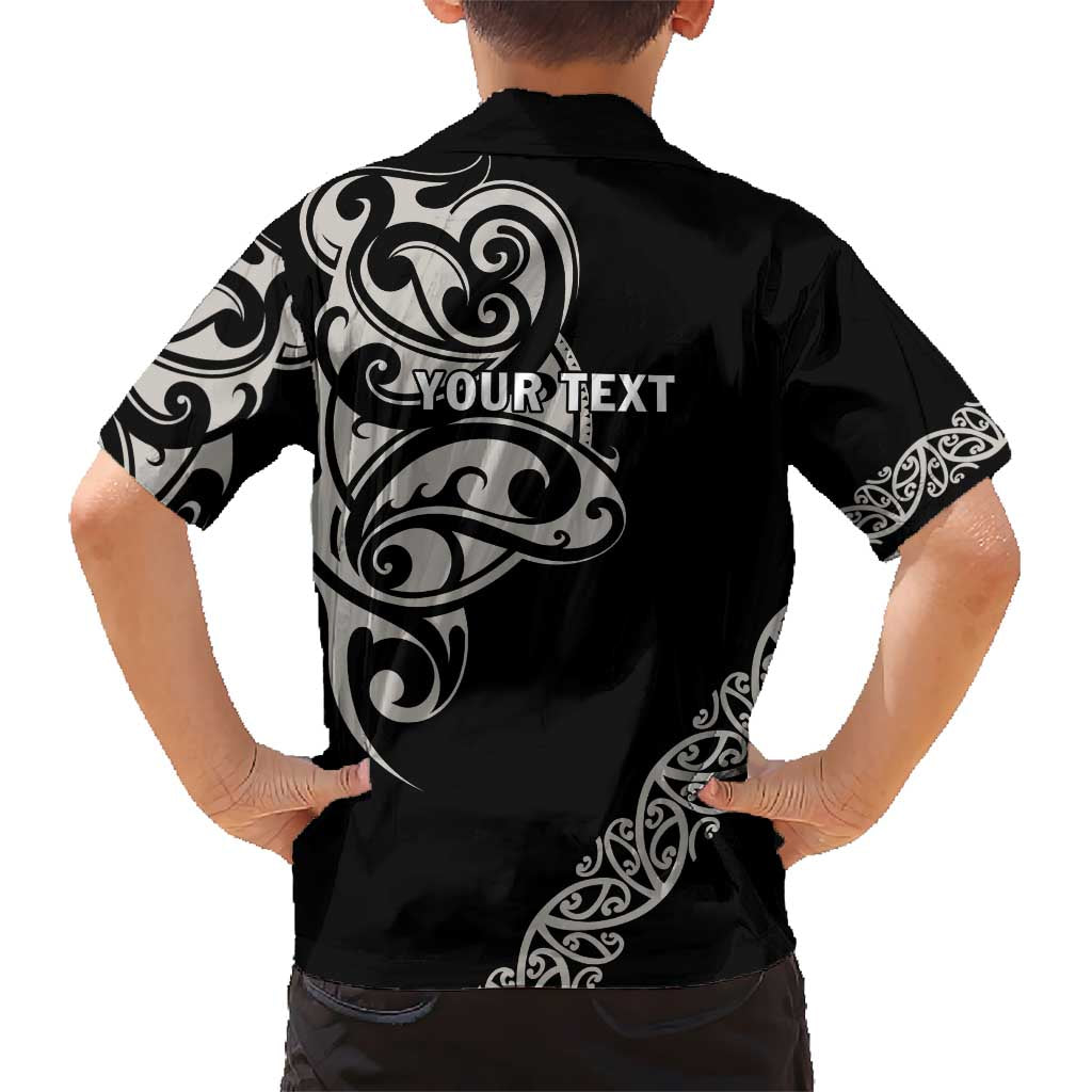 All Black Maori Tribal Tattoo Personalised Hawaiian Shirt Stone Gray Polynesian Style - Polynesian Pride
