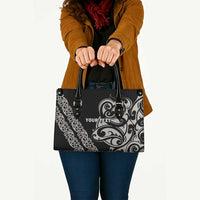 All Black Maori Tribal Tattoo Personalised Leather Bag Stone Gray Polynesian Style - Polynesian Pride