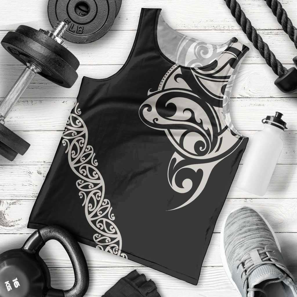 All Black Maori Tribal Tattoo Personalised Men Tank Top Stone Gray Polynesian Style - Polynesian Pride