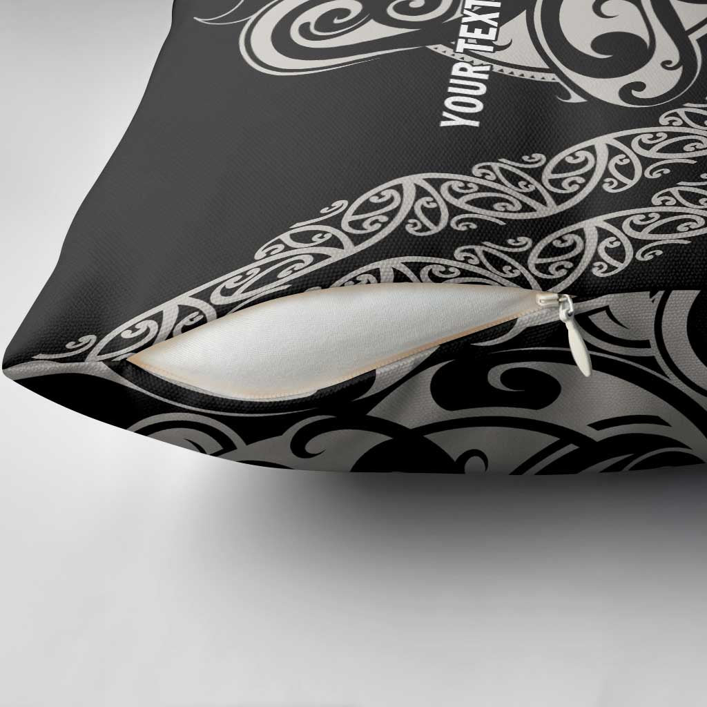 All Black Maori Tribal Tattoo Personalised Pillow Cover Stone Gray Polynesian Style - Polynesian Pride