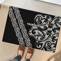 All Black Maori Tribal Tattoo Personalised Rubber Doormat Stone Gray Polynesian Style - Polynesian Pride