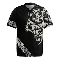 All Black Maori Tribal Tattoo Personalised Rugby Jersey Stone Gray Polynesian Style - Polynesian Pride