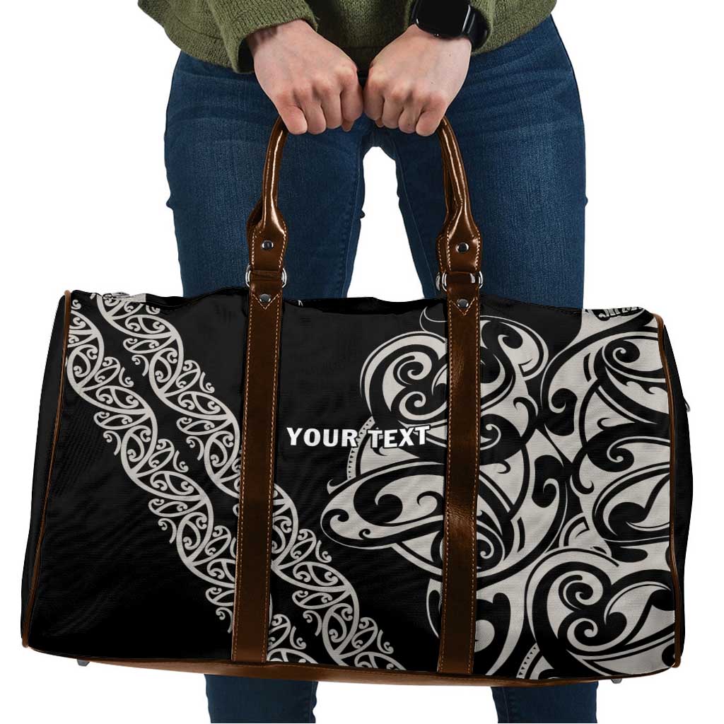 All Black Maori Tribal Tattoo Personalised Travel Bag Stone Gray Polynesian Style - Polynesian Pride