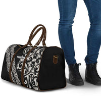 All Black Maori Tribal Tattoo Personalised Travel Bag Stone Gray Polynesian Style - Polynesian Pride