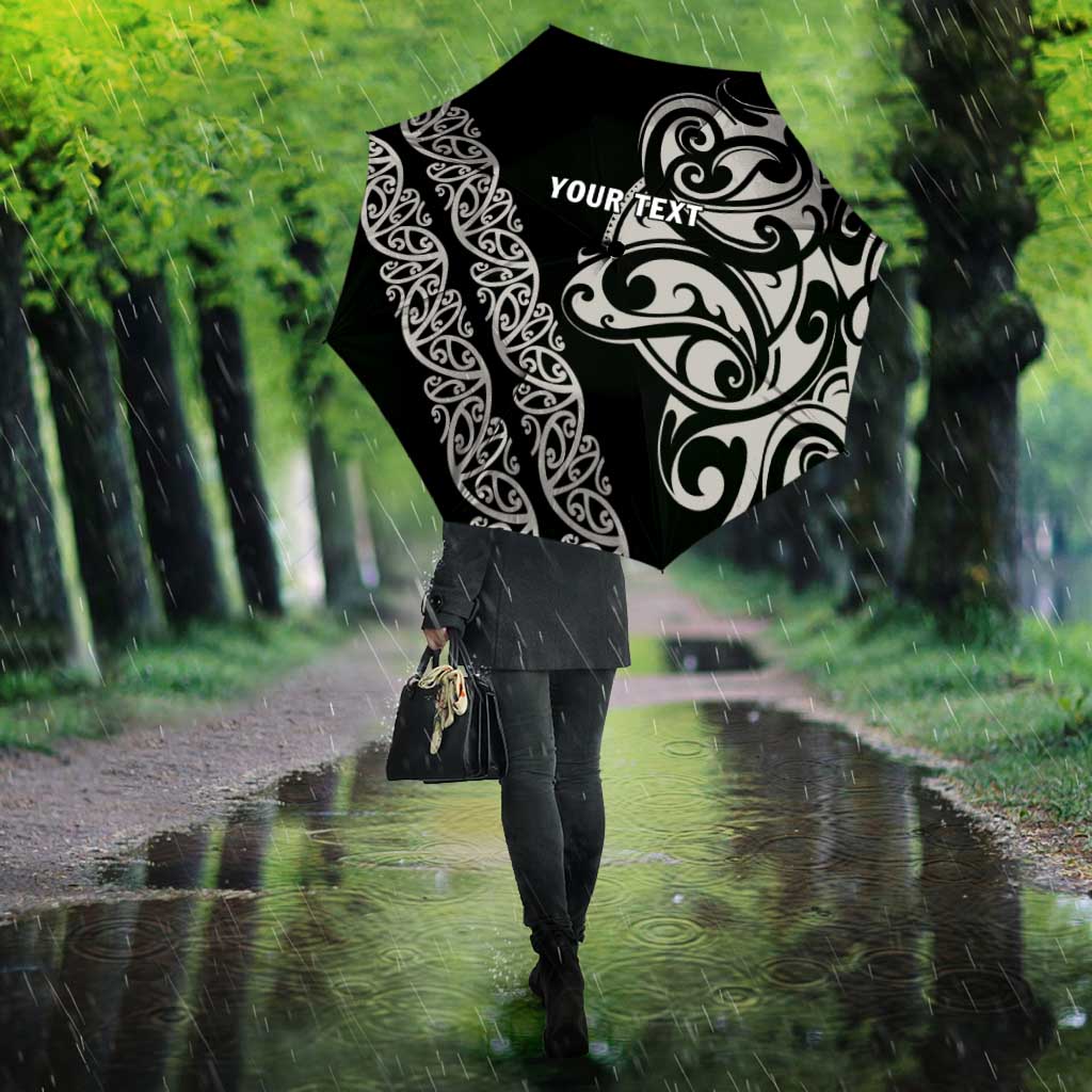 All Black Maori Tribal Tattoo Personalised Umbrella Stone Gray Polynesian Style - Polynesian Pride