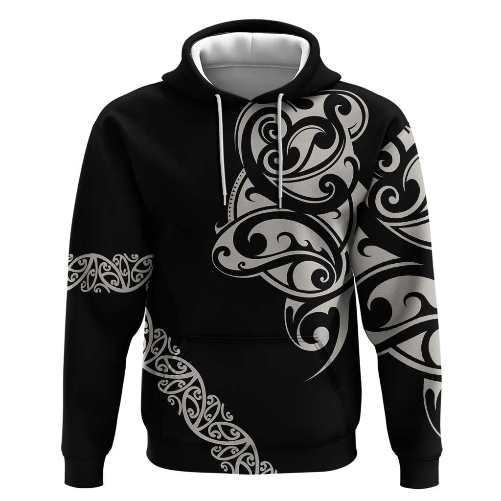 All Black Maori Tribal Tattoo Personalised Zip Hoodie Stone Gray Polynesian Style - Polynesian Pride