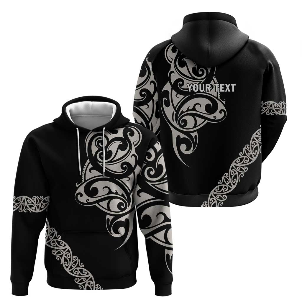 All Black Maori Tribal Tattoo Personalised Zip Hoodie Stone Gray Polynesian Style - Polynesian Pride