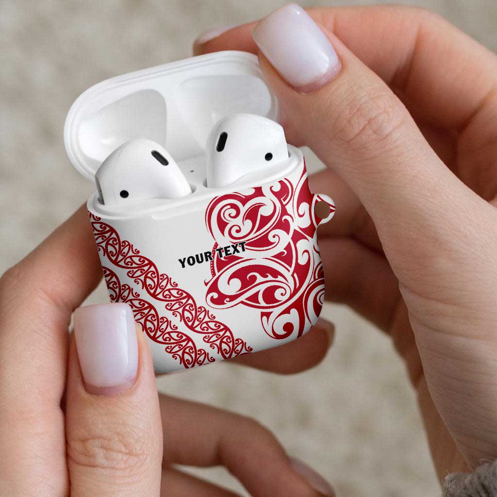 All White Maori Tribal Tattoo Personalised AirPods Case Classic Red Polynesian Style - Polynesian Pride