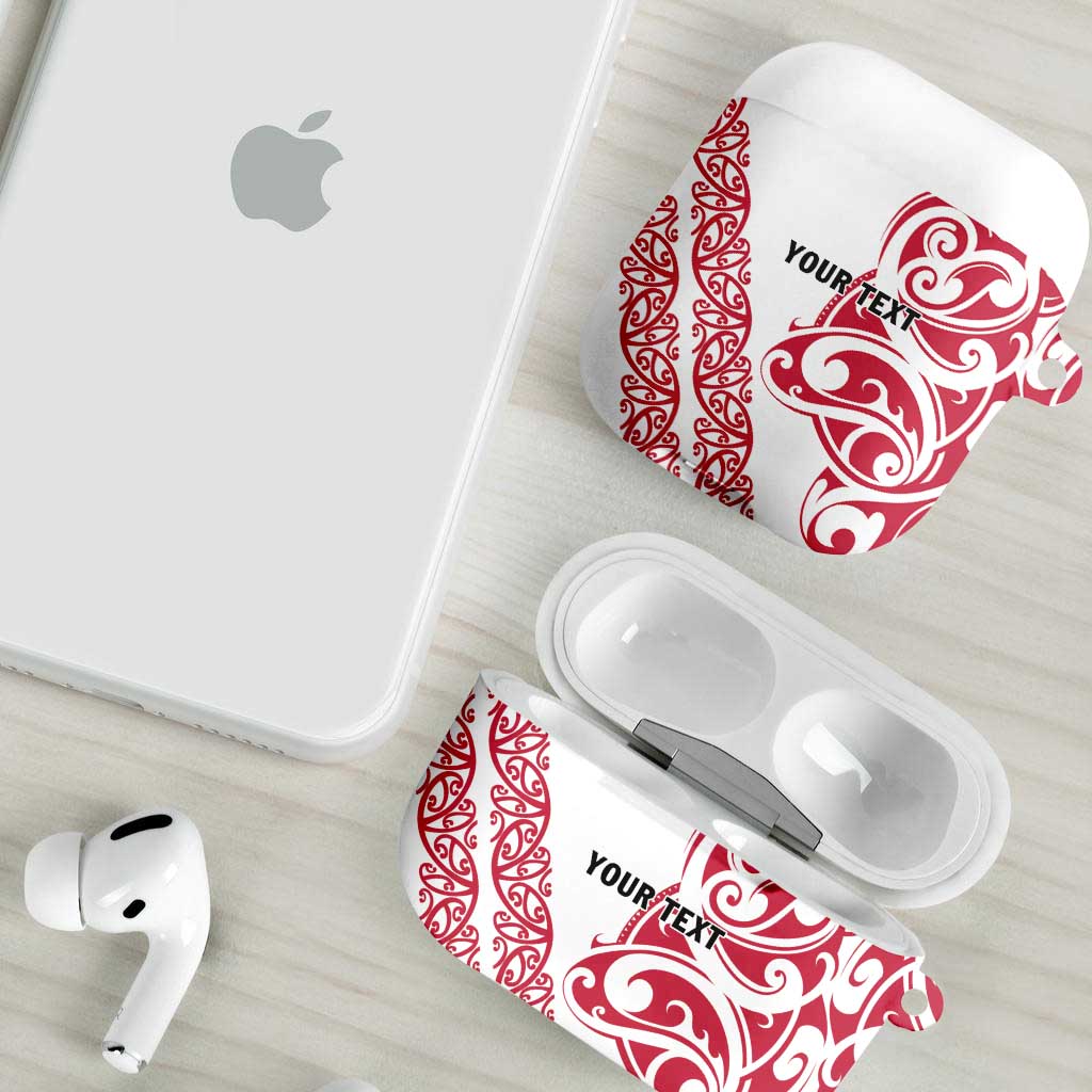 All White Maori Tribal Tattoo Personalised AirPods Case Classic Red Polynesian Style - Polynesian Pride
