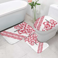 All White Maori Tribal Tattoo Personalised Bathroom Set Classic Red Polynesian Style - Polynesian Pride