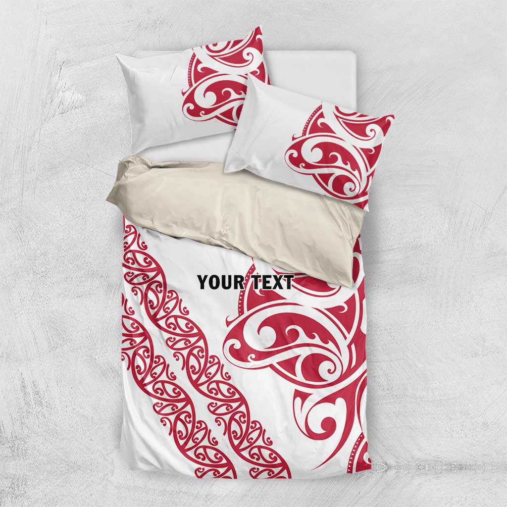 All White Maori Tribal Tattoo Personalised Bedding Set Classic Red Polynesian Style - Polynesian Pride