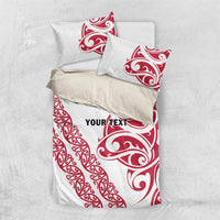 All White Maori Tribal Tattoo Personalised Bedding Set Classic Red Polynesian Style - Polynesian Pride