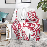 All White Maori Tribal Tattoo Personalised Blanket Classic Red Polynesian Style - Polynesian Pride