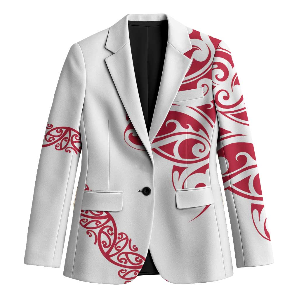 All White Maori Tribal Tattoo Personalised Blazer Classic Red Polynesian Style LT9 Unisex Red - Polynesian Pride