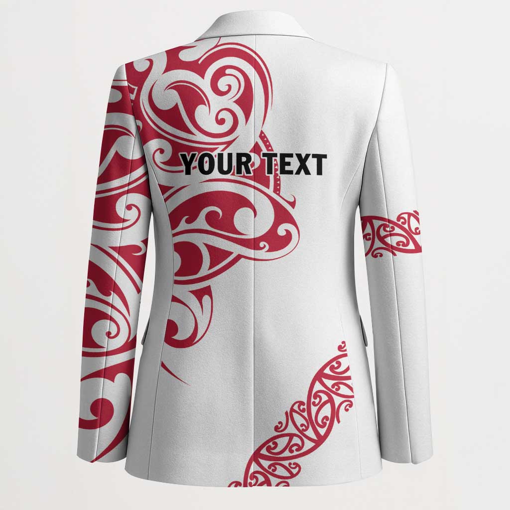 All White Maori Tribal Tattoo Personalised Blazer Classic Red Polynesian Style LT9 - Polynesian Pride