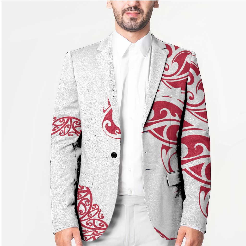 All White Maori Tribal Tattoo Personalised Blazer Classic Red Polynesian Style LT9 - Polynesian Pride