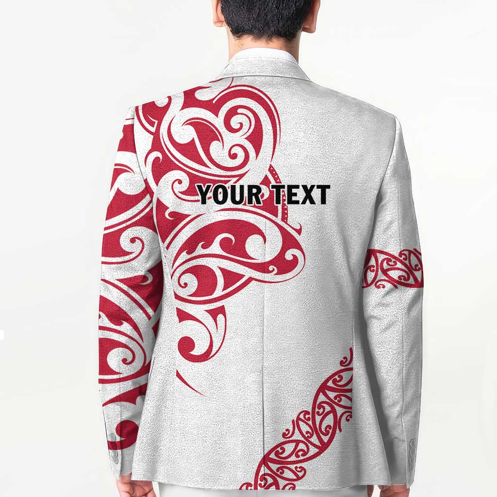 All White Maori Tribal Tattoo Personalised Blazer Classic Red Polynesian Style LT9 - Polynesian Pride