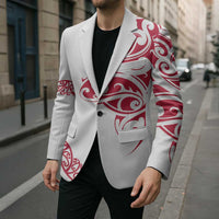 All White Maori Tribal Tattoo Personalised Blazer Classic Red Polynesian Style LT9 - Polynesian Pride
