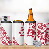 All White Maori Tribal Tattoo Personalised 4 in 1 Can Cooler Tumbler Classic Red Polynesian Style - Polynesian Pride