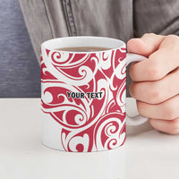 All White Maori Tribal Tattoo Personalised Ceramic Mug Classic Red Polynesian Style - Polynesian Pride