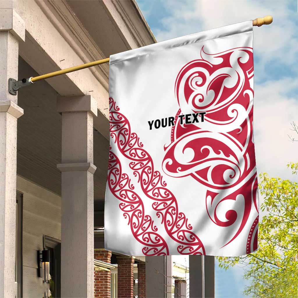 All White Maori Tribal Tattoo Personalised Garden Flag Classic Red Polynesian Style - Polynesian Pride
